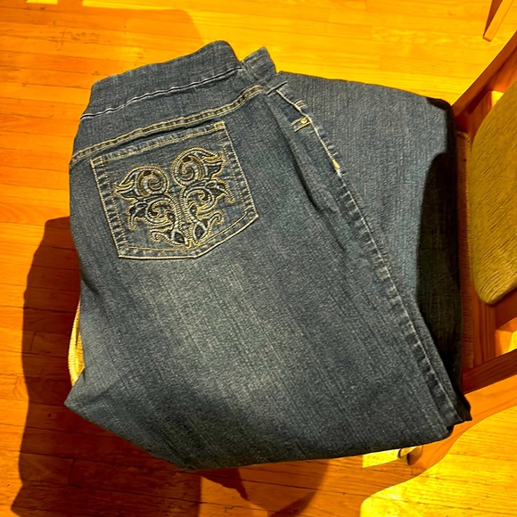 Size 22 Straight Leg Pull Up Jeans with Details on Pocket - Picture 1 of 4